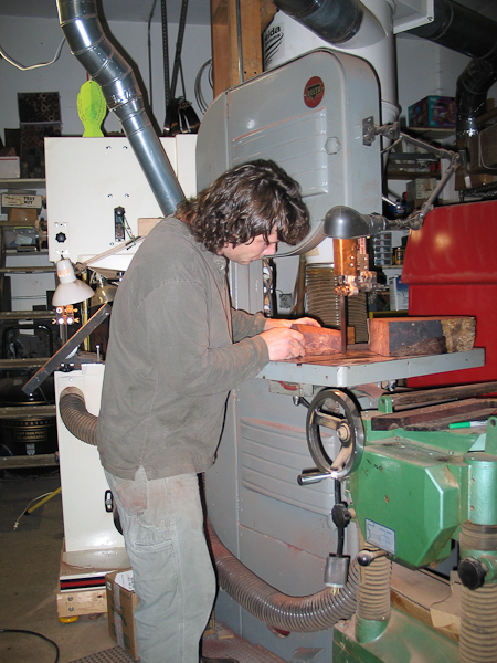 Cutting Rosewood Burl at the Bandsaw
